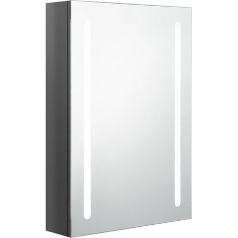Maison Exclusive - LED-Bad-Spiegelschrank Glänzendes Grau 50x13x7