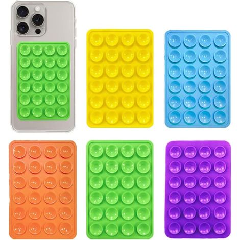 Support à ventouse pour téléphone portable avec forte adhérence, support en silicone adhésif pour vidéos mains libres, idéal pour la salle de bain, bleu et vert. (1/5)