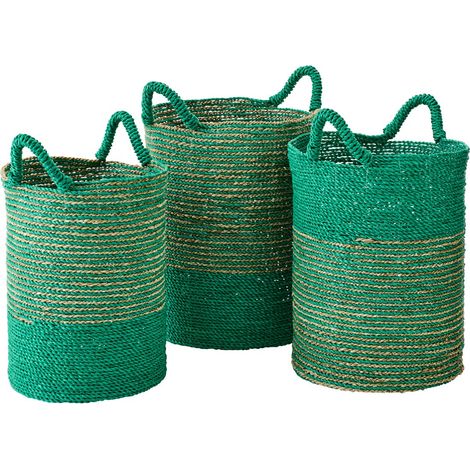 Lot de 3 Paniers de Rangement "Van" 57cm Vert Foncé