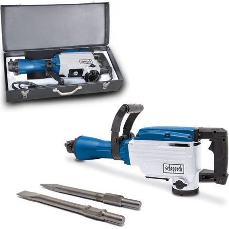 Scheppach Marteau de démolition AB1700 - Marteau perforateur - Marteau piqueur - 50 Joules - 1700W - 2000 coups/min - Burin pointu et burin plat 390mm - Coffret Métallique inclus
