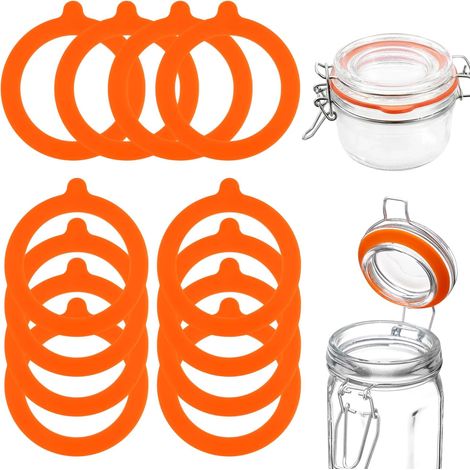 Set di 12 guarnizioni in silicone Le Parfait per barattoli, colore arancione, 95 x 70 mm (1/5)