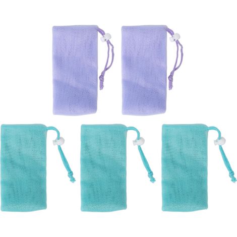 Lot de 5 pochettes maille pour savon, séchage rapide, filet moussant haute efficacité pour douche, visage et corps (1/5)