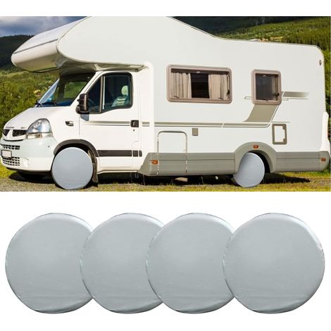 Lot de 4 housses de pneu étanches pour roue de secours, remorque, camping-car, protection anti-corrosion pour pneu - Argent L