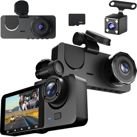 Auto-Überwachungskamera, HD 1080p, Dashcam vorne, innen und hinten, Nachtsicht (Standardmodell) (1/5)