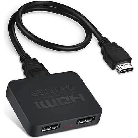 Répartiteur HDMI 4K, 1 entrée, 2 sorties, duplication d'écran double, avec synchronisation audio, compatible avec les moniteurs, les ordinateurs portables et les consoles de jeux. (1/2)