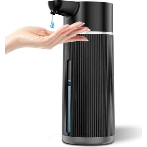 Automatic touchless soap dispenser, 420 ml, for kitchen and bathroom, adjustable volume for thick and thin liquids, USB-C rechargeable, anti-clogging, black (1/5)