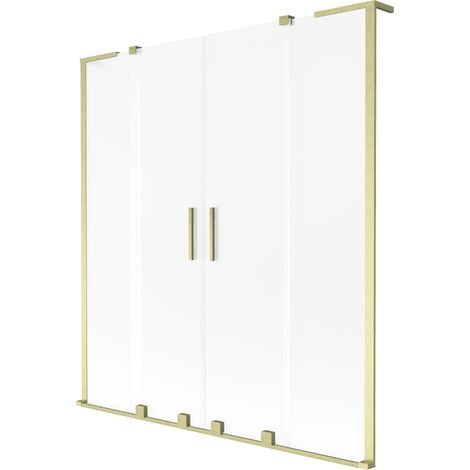 Mexen Velar L Duo paroi de baignoire coulissante à 2 volets 160 x 150 cm, givrée, or brossé - 896-160-003-32-55 (1/2)