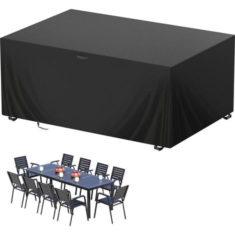 Housse Pour Mobilier De Jardin - Tissu Oxford 420D Imperméable Coupe-Vent UV Résistant - 180x120x74 cm - Noir - 1 Pièce