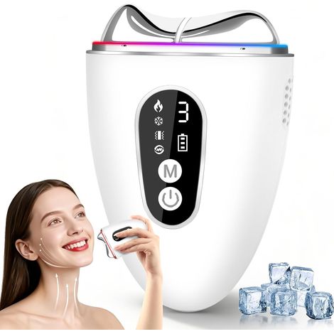 Masajeador facial EMS GuaSha, 4 modos, masajeador facial eléctrico, 3 colores, dispositivo de belleza con compresas frías y calientes, para rostro y cuello, reafirmante, antienvejecimiento. (1/5)