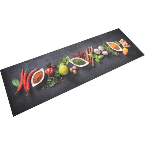 Tapis de cuisine lavable motif épices en velours antidérapant 180 x 60 cm, 1.77kg - PANGIVO (1/5)