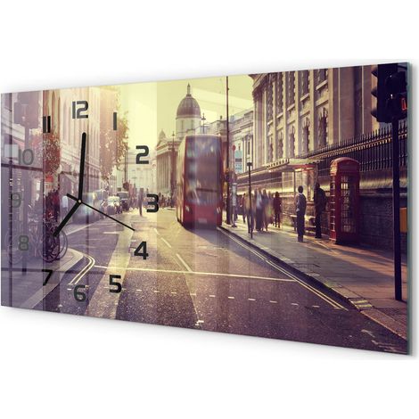 Horloge Murale Salon 60x30 cm Panoramique Verre Trempé Décoration Murale Londres (1/5)