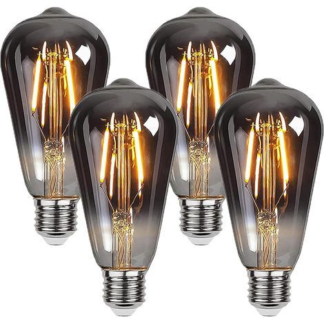 Bombilla Edison, 4 unidades E27 ST64 4W Bombillas LED decorativas vintage Bombillas retro de filamento Blanco cálido antiguo para restaurantes, cafeterías, ventanas, salas de exposición, bombillas inc (1/5)