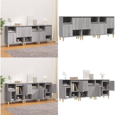 Sideboards 3 Stk. Grau Sonoma 60x35x70 cm Holzwerkstoff - Holzbeine - Stauraum (1/5)