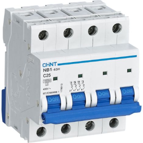 Interruptor magnetotérmico chint 4p 25a 10ka curva c - 179913