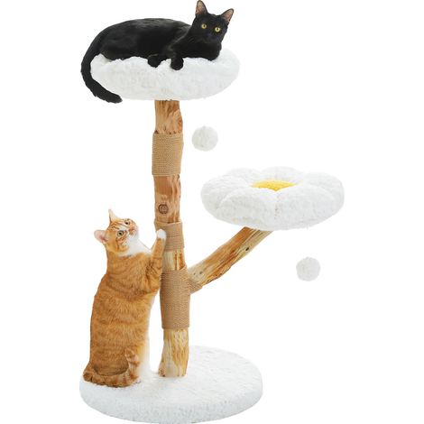 Árbol para gatos, diseño elegante, funciones interactivas, blanco, L (1/2)