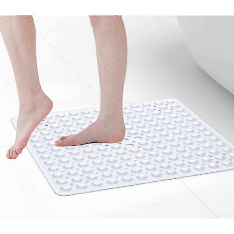 Tapis de douche carré antidérapant pour baignoire avec ventouses, tapis de bain de sécurité en caoutchouc pour enfants (1/4)