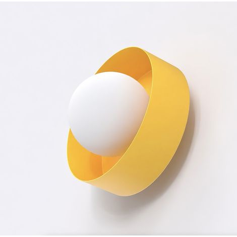Lampada a parete Lulu in acciaio arancione con diffusore sferico