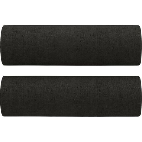 Coussins décoratifs, lot de 2, noirs, 15 cm de diamètre, 50 cm de hauteur, en tissu. (1/5)