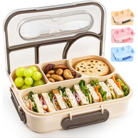 Boite A Dejeuner 4 Compartiments - 1000 Ml - Etanche Avec Clips De Fermeture - Micro-Ondes Et Lave-Vaisselle - Sans Bpa
