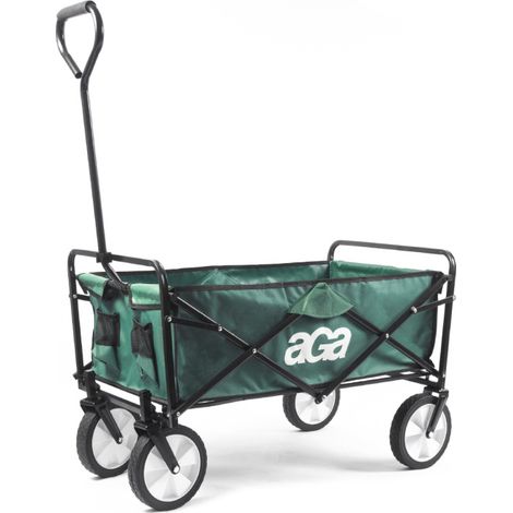 Aga Bollerwagen Gartenwagen faltbar mit Griff & Getränkehaltern bis 80 kg, Handwagen Outdoor MR4610 Grün (1/5)