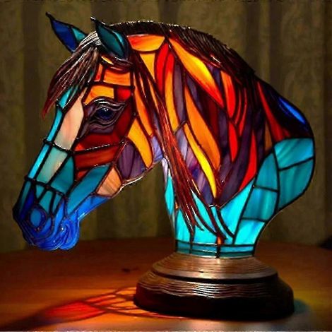 Vintage-Tischlampe aus getöntem Glas, Tiermotiv, elegante Wohndekoration, kunstvoller Lampenschirm, Geschenkidee (1/5)