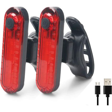 Bicycle Rear Lights - 2 Pieces Rear Bike Lights, USB Rechargeable COB LED Waterproof Rear Bike Light, 4 Lighting Modes to Ensure Safety and Visibility