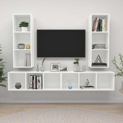 TV-Wandschränke 4 Stk. Weiß Holzwerkstoff vidaXL (1/5)