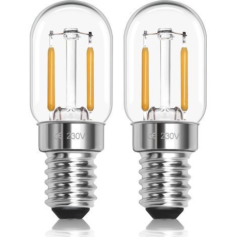T22 E14 Ampoules LED 1W Blanc Chaud 2700k, T22 Edison SES Ampoule de Nuit Tubulaire à Petite Vis, 10W-15W équivalent, AC 220-240V, 150 Lumen, pour lampe à sel de réfrigérateur, Pack de 2 (1/5)