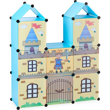 Pratica libreria a torre componibile per bambini 80 x 30 x 120 cm portaoggetti giocattoli libri stile medievale in plastica bianca 130007266