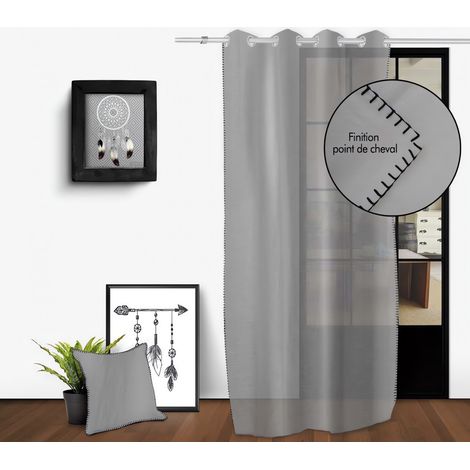 Voile oeillets en coton lavé 135x250 cm SPIRIT gris, par Soleil d'Ocre