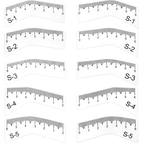 Kit de 5 règles à sourcils, outil de dessin transparent et réutilisable pour la mise en forme des sourcils, outil de microblading incurvé pour professionnels et débutants (1/5)