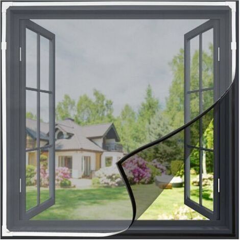 BUNTHAUS Moustiquaire fenêtre magnétique récutable 130 x 150 cm – Installation sans perçage – Protection anti-insectes – Adaptable à toutes fenêtres
