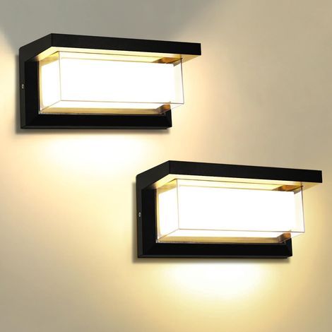 LED-Verandaleuchte 18W 3000K Moderne Wandleuchte für den Außenbereich 1800LM warmweiß Rostfreie Außenleuchte Wandmontage IP65 wasserdicht für Garage, Flur, Garten 2er-Pack (1/5)