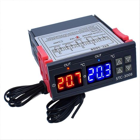 Dualer digitaler Temperaturregler -3008, doppelter Relaisausgang, präziser Temperaturregler für Heiz- und Kühlsysteme, zuverlässiges Steuergerät, Modell -3008. (1/5)