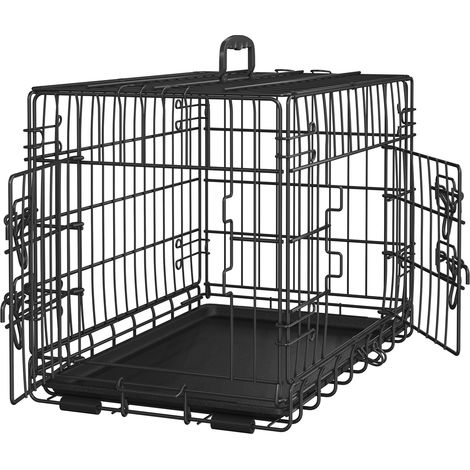Yaheetech – Cage pour chien pliable en métal – 2 portes verrouillables – Plateau amovible – Dimensions 61,5x41,5x47cm – Pour intérieur et extérieur
