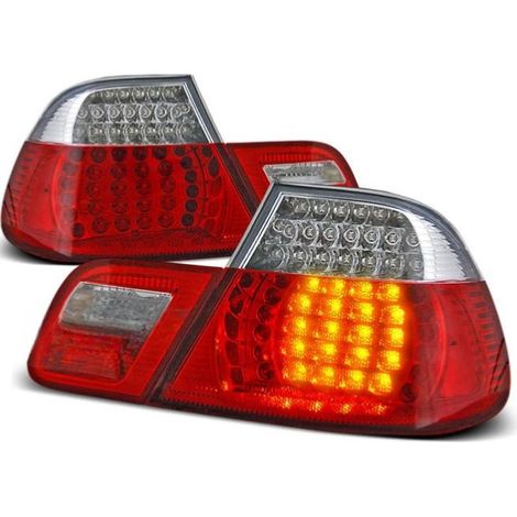 Paire de feux arriere BMW serie 3 E46 coupe de 1999 a 2003 LED rouge et blanc