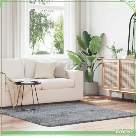 4102874 Tapis Shaggy à poils longs NAVARRA gris clair 160x160 cm (1/5)