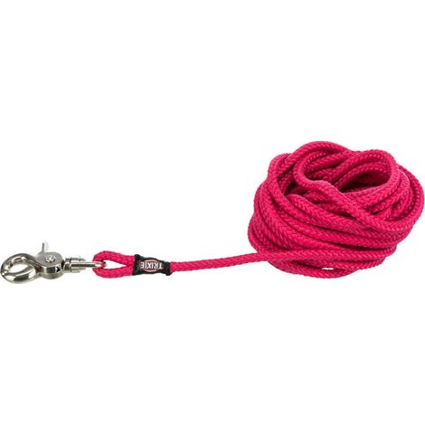 Laisse à pister, ø 6 mm x 5 M rose ronde sans dragonne, pour chien - Trixie