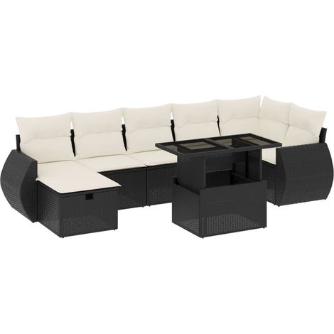 Maison Exclusive - Set Divani da Giardino con Cuscini 8 pz Nero in Polyrattan (1/5)