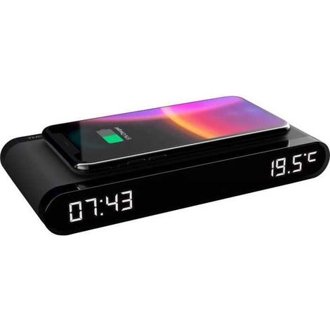 Réveil station de charge - THOMSON - Noir - Induction 15W, Température, Port USB-C, Alim. 230V