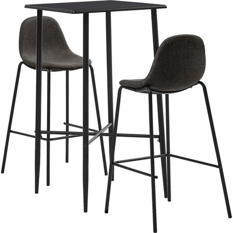 3-tlg. Bar-Set Stoff Dunkelgrau