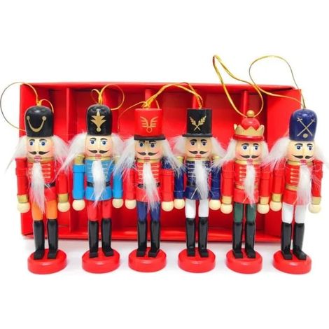 Casse-Noisette de Noël - Artisanat en Bois - 6 PCS - 13 cm - Décorations de Noël - Cadeaux Festifs (1/4)