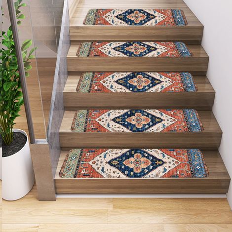 Lot de 5 tapis d'escalier d'intérieur, tapis de sol, tapis d'escalier, tapis d'escalier antidérapants, tapis d'escalier de bord, 76 x 20 cm (1/5)