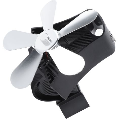 Ventilateur magnétique mural pour cheminée, fonctionnement silencieux, 5 pales, alimenté par la chaleur, pour poêle à bois et brûleur à bûches, couleur argent (1/5)
