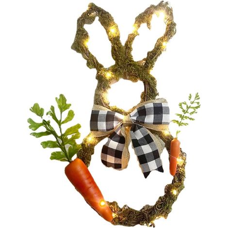 Guirlande lumineuse LED lapin de Pâques pour porte fenêtre mur déco maison fête DIY décoration suspendue (1/5)