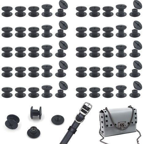 100 Jeu de Poteaux à Vis Chicago M5 4mm, Vis de Reliure Chicago, Réparation de Remplacement de Rivet en Métal pour Sacs, Collier, Harnais, Bagages, Sac à Main, Laisse pour Chien, Sac à Dos, (1/5)