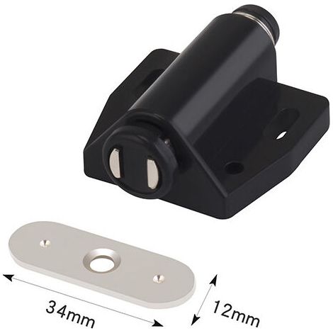 SHINING HOUSE Magnet-Schranktür, magnetische Schnappverschlüsse, Möbeltür-Magnet zum Öffnen und Schließen der Schranktür mit One-Touch (schwarz), 12 Stück (1/5)