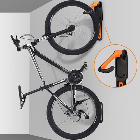 Support mural vélo vertical, rangement pratique pour garage, fixation vélo facile, noir et orange (1/5)