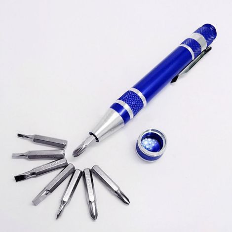 Trade Shop - PRÄZISIONSSTIFT 8IN1 ALUMINIUM-MULTIFUNKTIONSSCHRAUBENDREHER TORX-SCHRAUBENDREHER-BITSATZ - (1/2)