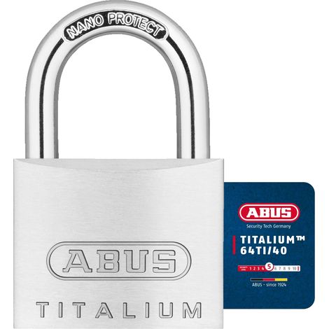 Titalium 64TI/40 - Jeu de 4, même combinaison - Cadenas de cave avec corps de serrure en aluminium spécial - anse en acier trempé (1/5)